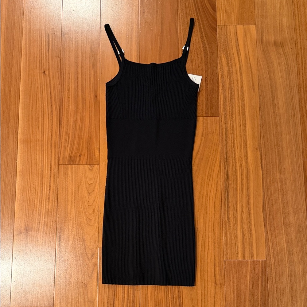 Apparis Black Ribbed Mini Dress